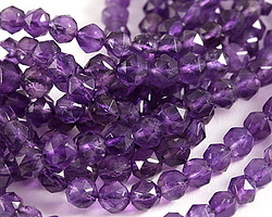 Amethyst (A) Diamond Cut Faceted Round 6mm