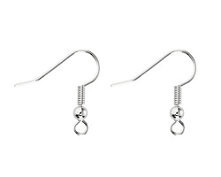 Silver (plated) Earwire w/ 3mm Bead & Coil 19x19mm (100 pieces)