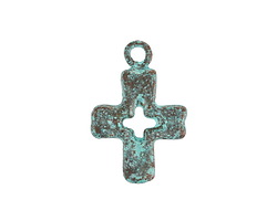 Mykonos Copper (plated) Patina Medium Simple Cross 16x25mm