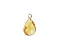 Yellow Crystal Teardrop in Gold Finish Bezel 10.5x18mm