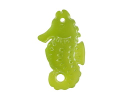 Olive Green Beach-Style Glass Sea Horse Pendant 17x29mm