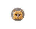 Czech Glass Grey w/ Hand Painted Orange Cat Face Button 18mm