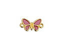 24K Gold (plated) Framed Transparent Pink Butterfly Focal Link 17.5x10mm