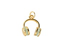 Sweet Mint Enamel w/ Gold Finish Headphones Charm 14x16mm