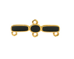 24K Gold (plated) Jet Enamel Oval & Rectangle 1:3 Focal Link 30x11mm