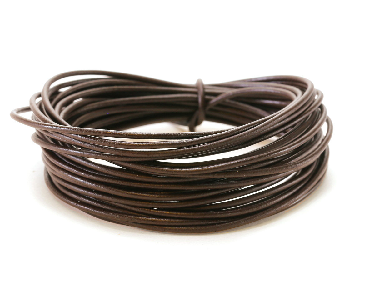Dark Brown Round Greek Leather Cord 1.5mm, 16 feet