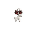 Antique Silver (plated) Cherry Red Enamel w/ Glitter Reindeer Pendant 10x16mm