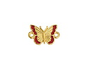 24K Gold (plated) Transparent Ruby Enamel Butterfly Focal Link 16x11mm