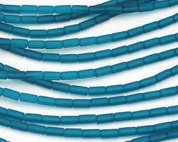 Peacock Blue Beach-Style Glass Tube 8x4mm