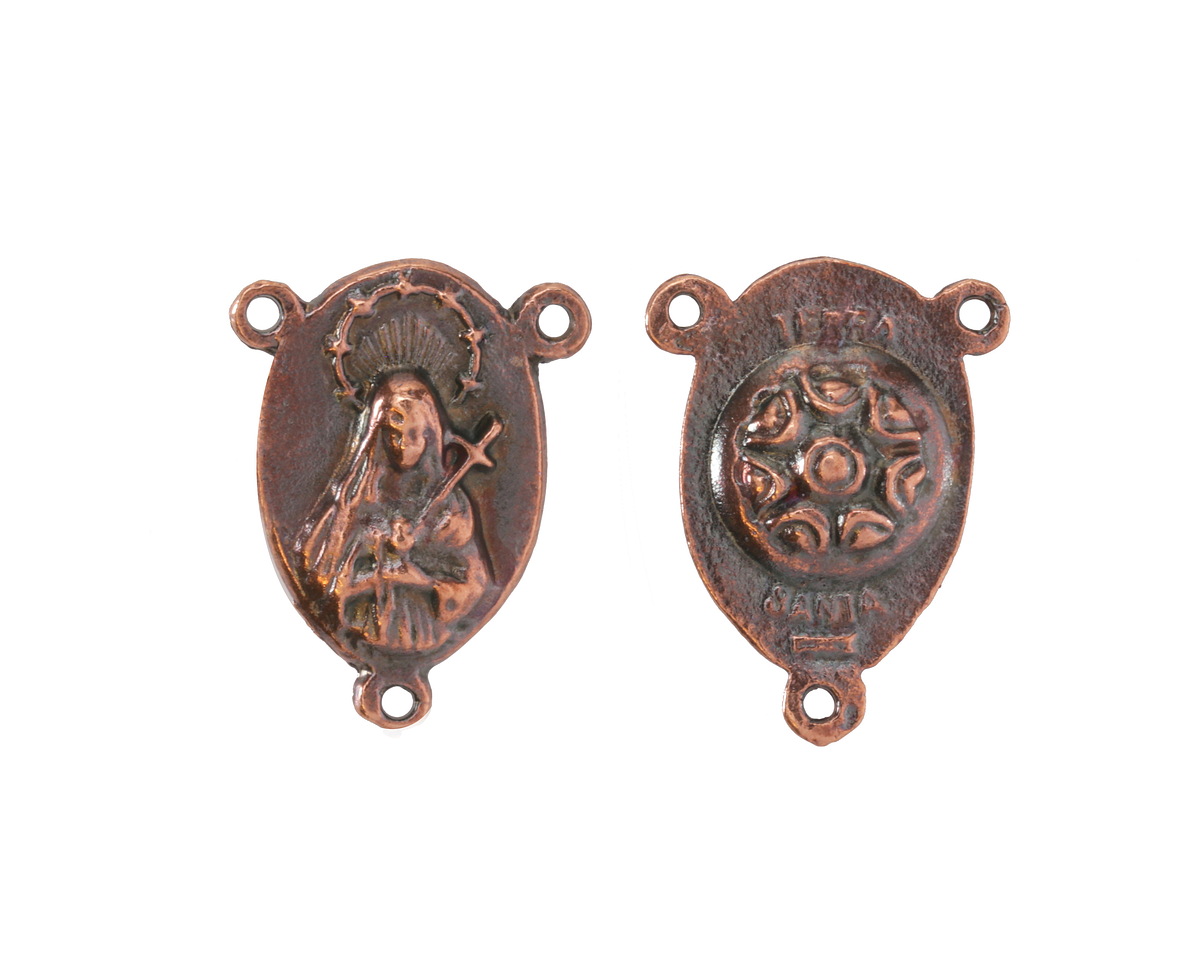 Mykonos Antique Copper (plated) "Terra Santa" Rosary Center Link 13x17mm