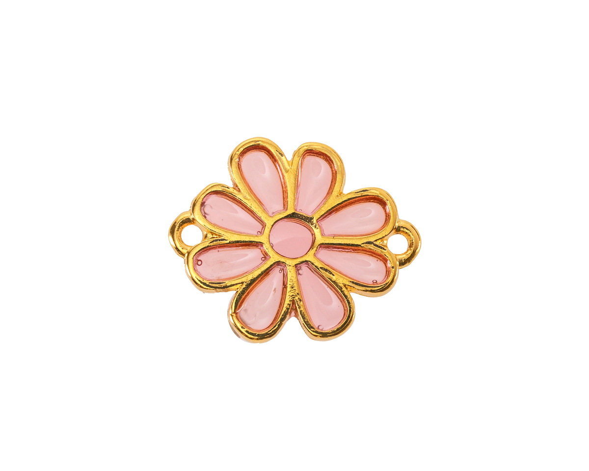 24K Gold (Plated) Transparent Rose Resin Daisy Focal Link 20x16mm