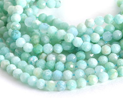 Peruvian Amazonite (AAA) Diamond Cut Faceted Round 3-3.5mm