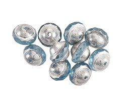 Czech Glass Aquamarine w/ Silver UFO 8x10mm