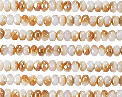 Czech Glass White Opal w/ Apricot AB Fire Polished Rondelle 2.5x4mm