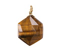 Tiger Eye w/ Gold Finish Faceted Hexagon Wire Wrapped Pendant 20x25mm