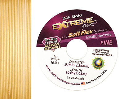 Soft Flex Extreme 24K Gold .014" (Fine) 19 Strand Wire 10ft.