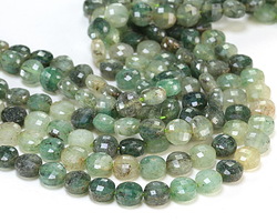 Blue Green Quartz Faceted Coin 8mm