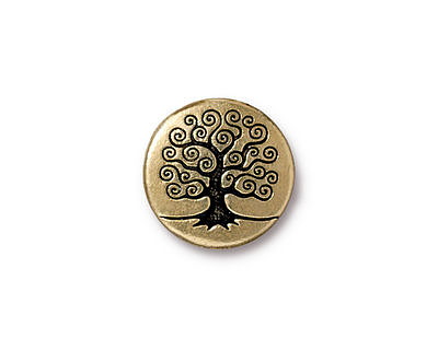 TierraCast Antique Gold (plated) Tree of Life Button 15mm