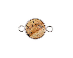 Picture Jasper Coin Focal Link w/ Silver Finish 21x13mm
