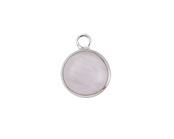 Lavender Quartz Coin Focal w/ Silver Finish 13x17mm