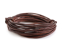 Natural Antique Brown Round Leather Cord 2mm, 16 feet