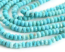 Turquoise Blue Magnesite (light) Faceted Rondelle 3x4mm