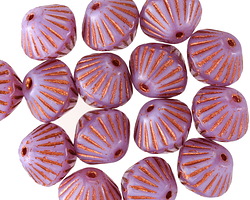 Czech Glass Pink Opal w/ Copper Lined Bicone 10x11mm