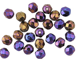 Czech Glass Iris Blue Fire Polished Round 6mm