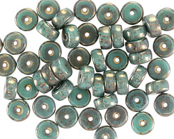 Czech Glass Bronzed Turquiose Heishi 3x6mm