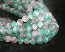 Sea Green & Light Pink Dual-Tone Selenite Round 6mm