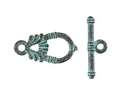 Mykonos Copper (plated) Patina Winged Teardrop Toggle Clasp 14x28mm, Bar 28mm