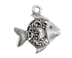 Mykonos Antique Silver (plated) Ornate Fish Focal 30x32mm