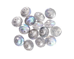 Czech Glass Matte Crystal AB w/ Silver UFO 6x8mm