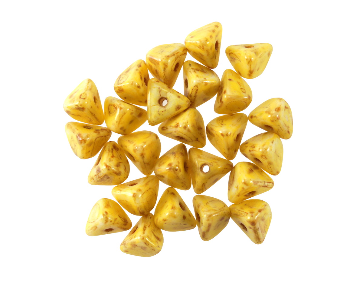 Czech Glass Luster Dandelion Yellow Picasso Half Pinch Bead 4x7mm