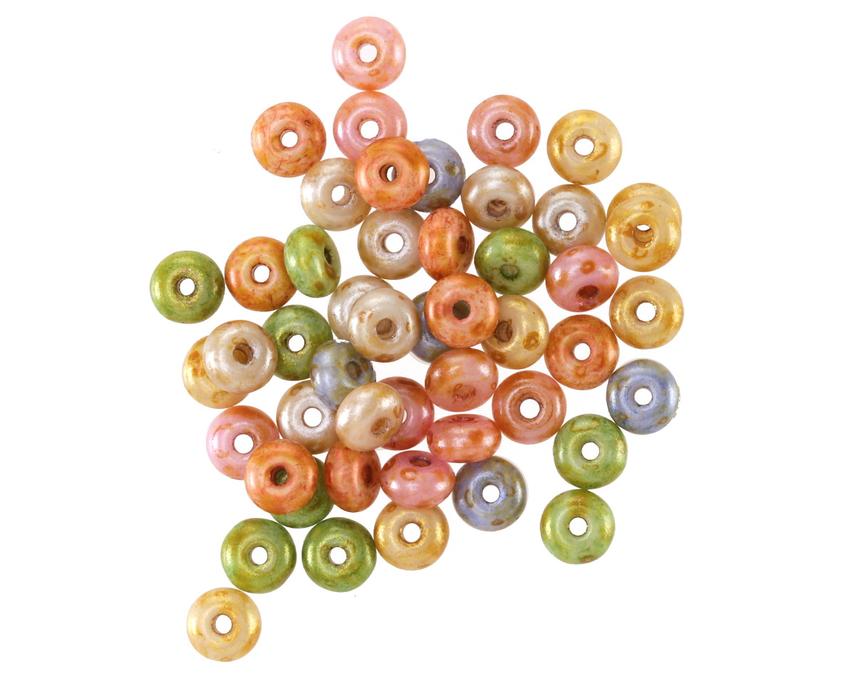 Czech Glass Fruit Cake Bright Rondelle 2.5x4mm