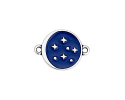 Antique Silver (plated) Cobalt Enamel Starry Night Focal Link 15x20mm