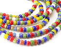 Millefiori Nepali-Style Glass Multi-color Barrel 3.5-4x5-6mm