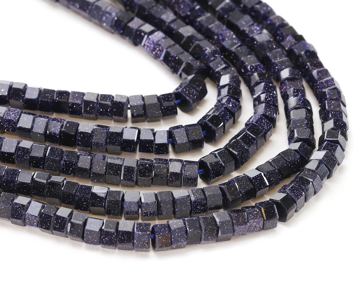 Blue Goldstone Microfaceted Heishi 3x6mm