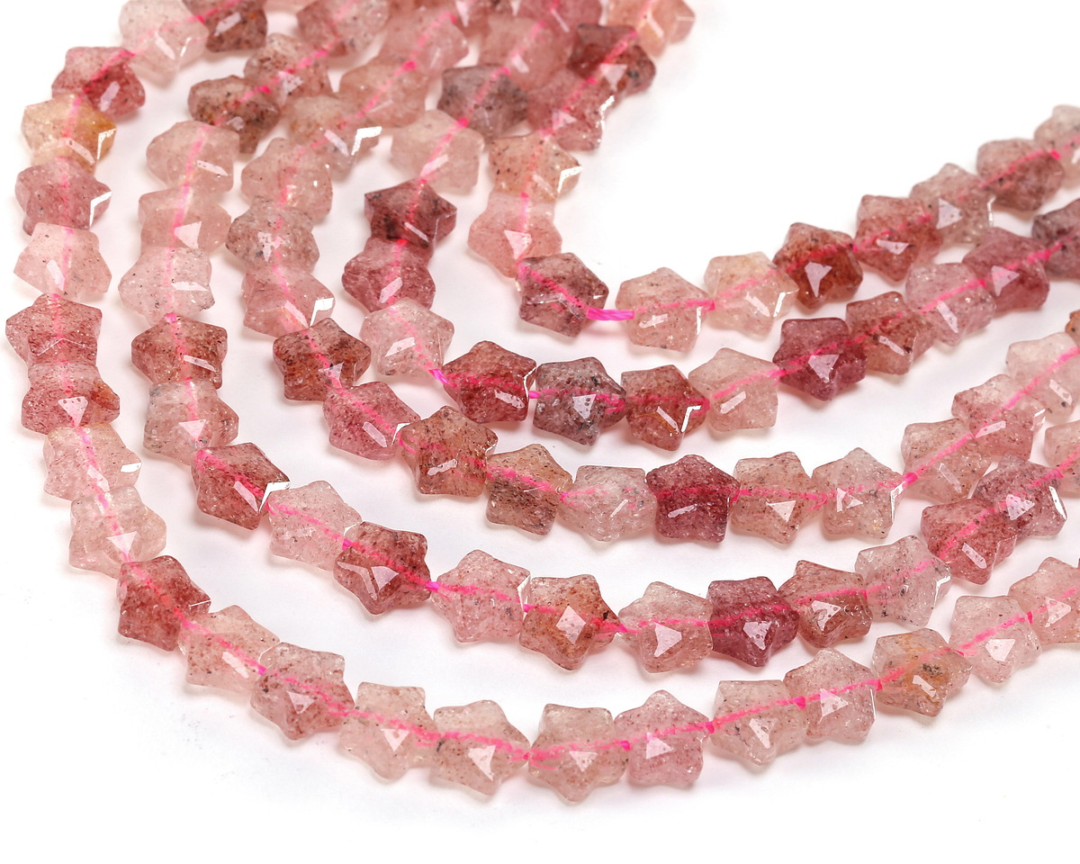 Strawberry Quartz Microfaceted Star 8mm