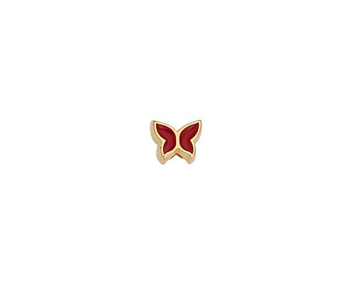 24K Gold (plated) Red Enamel Butterfly Bead 7x9mm