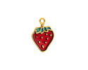 24K Gold (Plated) Enameled Strawberry Focal 13x18mm