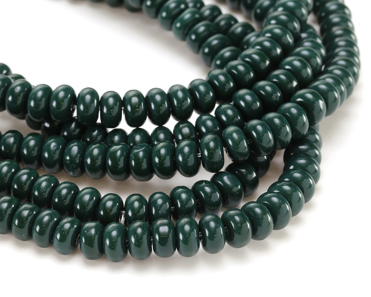 Forest Green Glass Rondelle 5x8mm