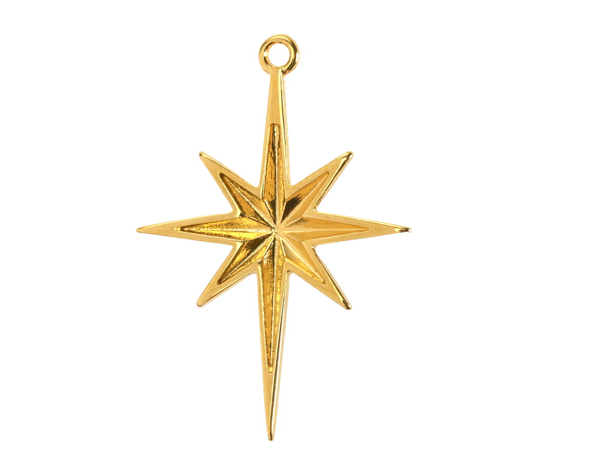 24K Gold (plated) Bethlehem Star Pendant 21x30mm