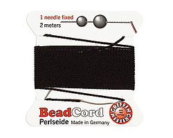 Black Griffin Silk Beading Cord Size 8 (0.8mm), 2 meters