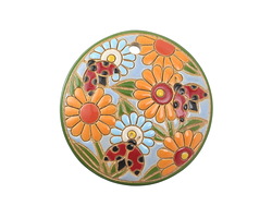 Golem Studio Ladybugs w/ Orange Carved Ceramic Circle Pendant 39mm