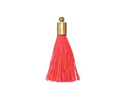 Neon Pink Thread Tassel w/ Gold (plated) Tassel Cap 30mm