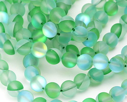 Emerald Fused Glass AB (matte) Round 8mm