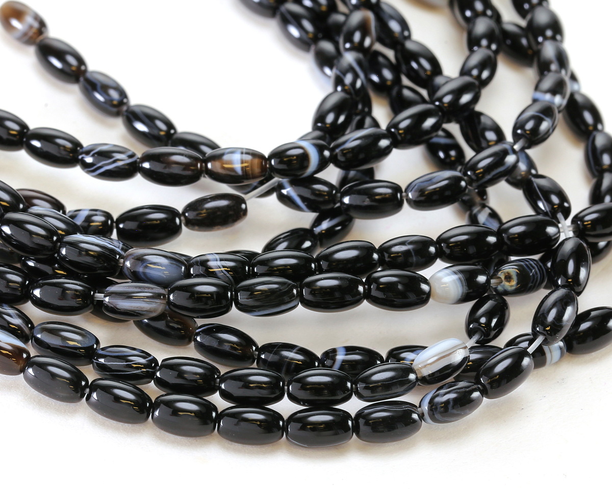 Black Sardonyx Rice 6x4mm