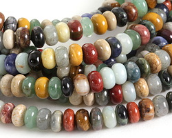 Multi Gemstone (Brazil Sodalite, Red & Green Aventurine, Leopardskin Jasper, Rhodonite) Rondelle 5x8mm