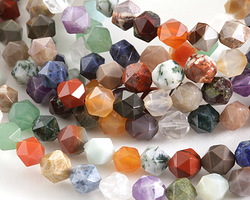 Multi Gemstone (Lapis, Carnelian, Tree Agate, Amazonite, Aventurine, Amethyst) Star Cut Round 7-8mm